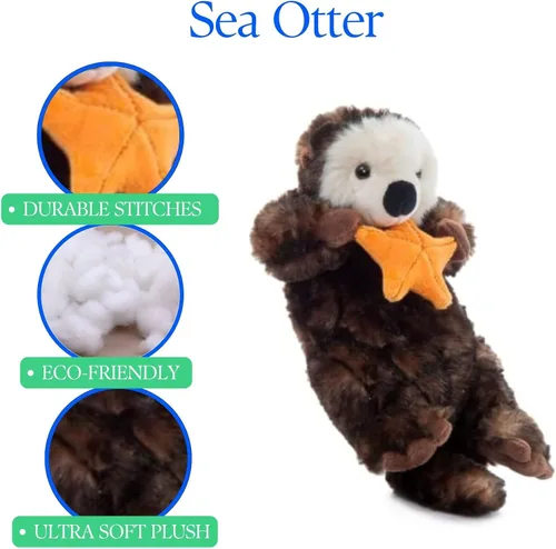 Vista 9 de The Petting Zoo - Nutria marina de peluche, juguete de felpa, regalos para niños, Animales salvajes del océano, Colección Wild Onez, Juguetes