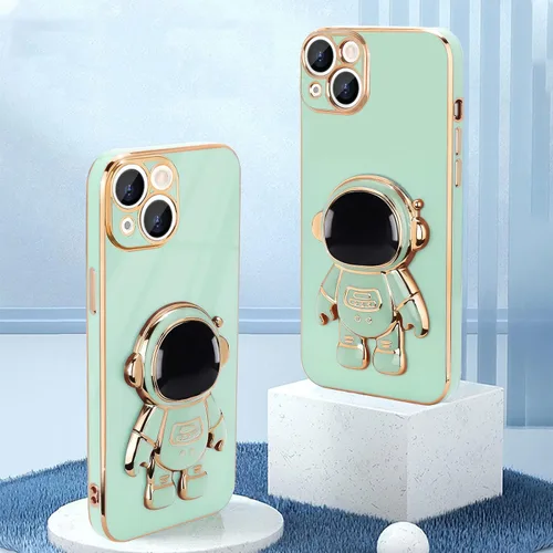 Vista 5 de Pepmune - Funda para iPhone 14 con bonito soporte de astronauta 3D, color verde