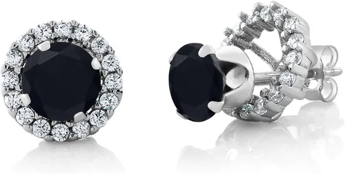 Vista 7 de Gem Stone King Aretes redondos de plata de ley 925 de 0.236 in con piedra natal extraíble para mujer