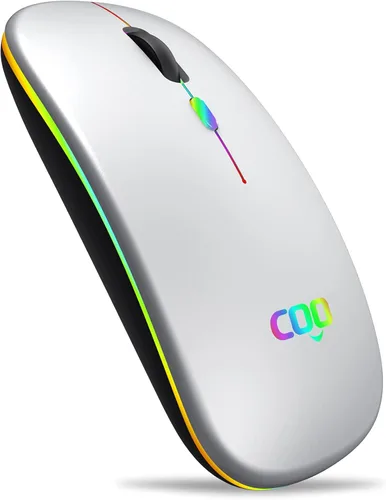 Vista 8 de COO Ratón inalámbrico, LED delgado modo dual (Bluetooth 5.1 y 2.4G inalámbrico) Ratón LED recargable con 3 DPI ajustables para iPad, MacBook