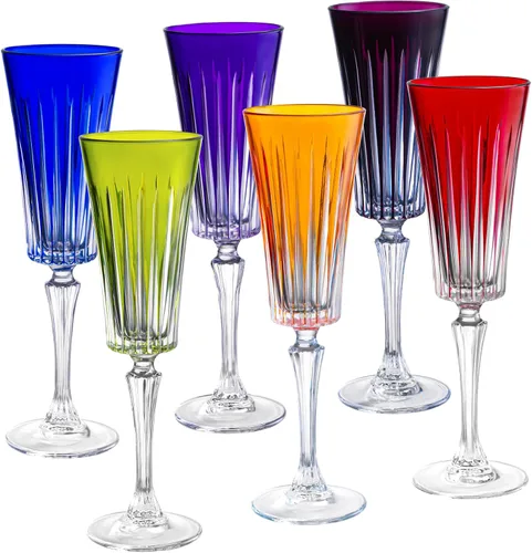 Vista 4 de Barski Copas de champán de colores – Colores surtidos – Copa de cóctel Coupé, cristalería de Martini con tallo, se puede utilizar para postres