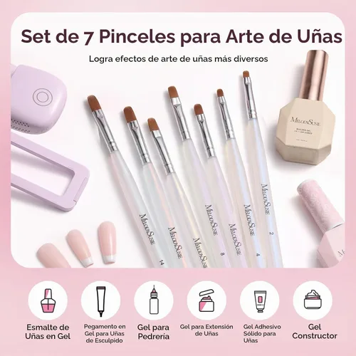 Vista 6 de MelodySusie 7 pinceles para arte de uñas, tamaños 2-14