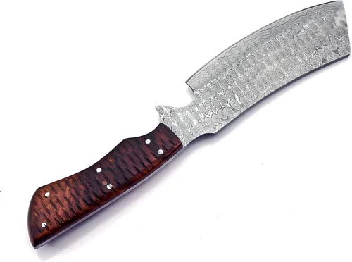 Vista 6 de CP-500 Cuchillo de acero de Damasco hecho a mano de 12.00 pulgadas de acero de Damasco - Hermoso mango de madera de rosa.