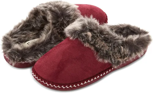 Vista 8 de Floopi Pantuflas de casa para mujer, con forro de piel azteca, pantuflas acogedoras de espuma viscoelástica con suela antideslizante para interiores