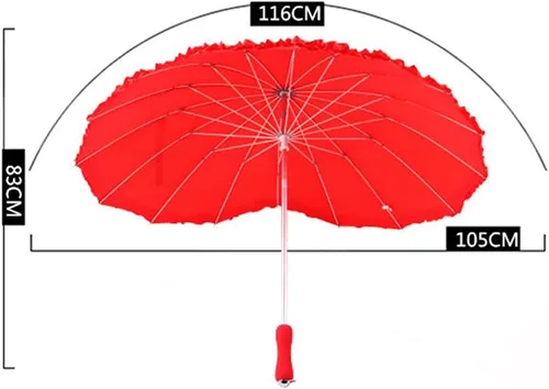 Vista 4 de KXCFCYS Forever Love - Sombrilla de encaje en forma de corazón, para niñas, para San Valentín, boda, compromiso y accesorios fotográficos (rojo)