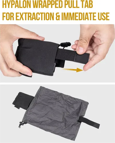 Vista 5 de OneTirgis Dump Pouch - Tactical Belt Mounted MOLLE Dump Pouch, Roll Up Foldable Magazine Mag Pouch, Quick-Release Utility Waist Bag Negro