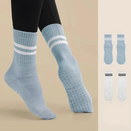Vista 4 de JCZANXI Calcetines de yoga con empuñaduras para mujer, calcetines de agarre antideslizante para yoga, pilates, barra, baile, ballet, entrenamientos