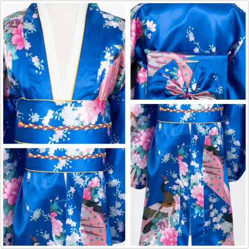 Vista 5 de Vestido tradicional japonés Kimono Bata para niñas, disfraz