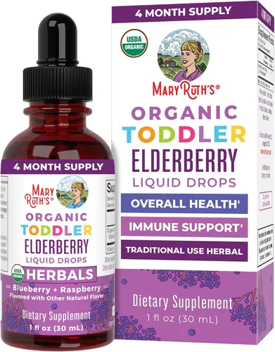 Vista 12 de MaryRuth's - Jarabe de saúco negro orgánico en gotas, apoyo inmunológico, vegano, sin OGM y sin gluten, para 1 mes, arándano y frambuesa - 1 onza