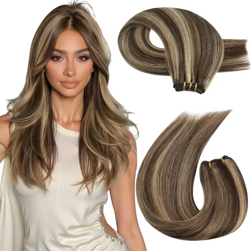 Vista 86 de Moresoo Extensiones de cabello humano real para coser, color negro natural