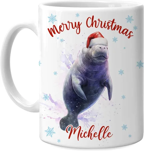 Vista 9 de Hyturtle Regalos personalizados para amantes de los ajolotes – Taza de café de cerámica con nombre personalizado de Feliz Navidad de 11 oz – Lindo