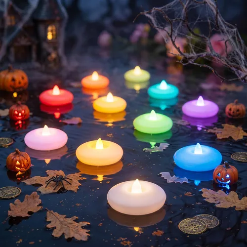 Vista 14 de Homemory Paquete de 6 velas flotantes LED sin llama de 3", 200 horas de duración con pilas, luces de té parpadeantes impermeables para jarrones