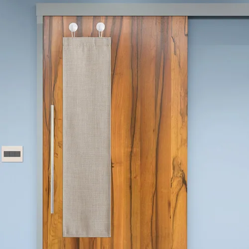 Vista 2 de NICETOWN Cortinas pequeñas para puerta francesa con ganchos autoadhesivos, cortinas opacas de lino sintético con aislamiento térmico para puertas