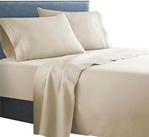 Vista 12 de Juego de sábanas para dormitorio de 4 piezas, colección 1500 Clara Clark.