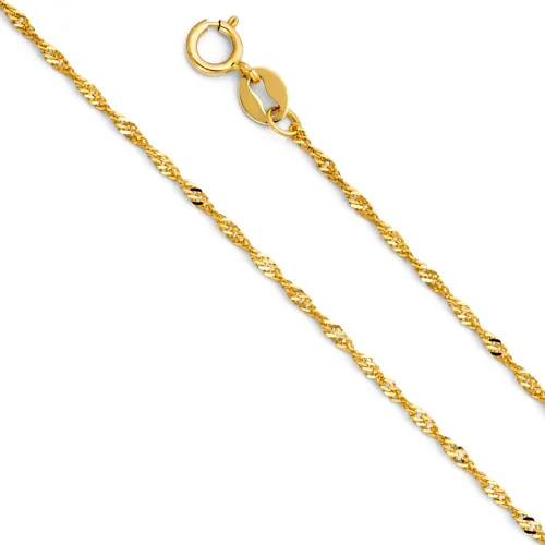 Vista 4 de Ioka Colgante de cruz de oro amarillo de 14 quilates con dije de esmalte negro con collar de cadena de Singapur de 0.047 in