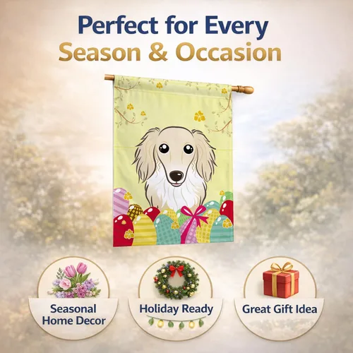 Vista 234 de Caroline's Treasures BB1923GF Bandera decorativa para jardín con diseño de Border Collie, para caza de huevos de Pascua, para jardín, jardín, patio