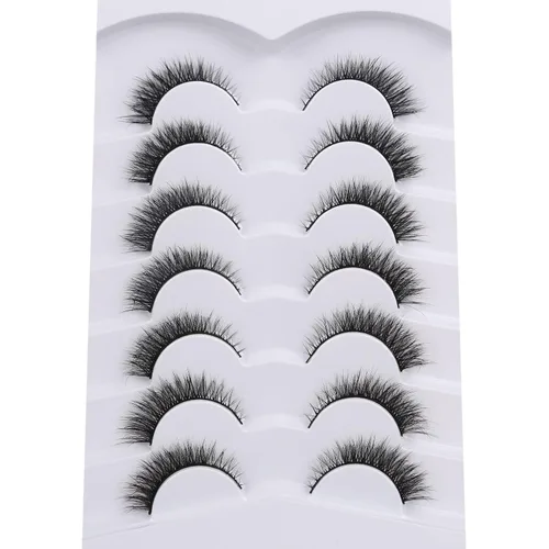 Vista 8 de Pooplunch - Pestañas postizas estilo ojo de gato, extensión de volumen 8D natural, finas, cortas, de visón sintético, tiras de pestañas postizas