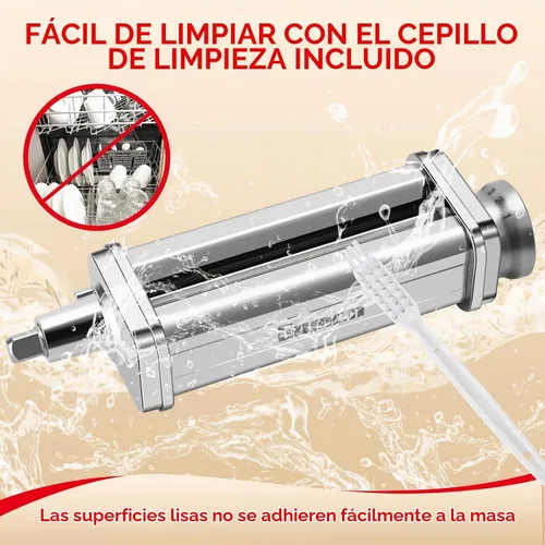 Vista 5 de Rodillo de pasta para batidora de pie Kitchenaid, máquina de pasta para accesorios de mezclador Kitchenaid, accesorio de pasta de acero inoxidable