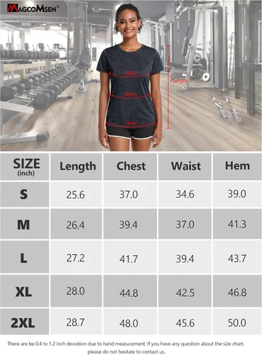 Vista 7 de MAGCOMSEN Camisetas de entrenamiento para mujer, cuello redondo, manga corta, ligeras, suaves, para deportes, fitness, ejercicio, yoga