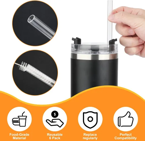 Vista 6 de 6 popotes de repuesto para accesorios de copa Stanley, popotes reutilizables para Stanley de 40 onzas y 30 onzas y vaso Simple Modern Trek con asa