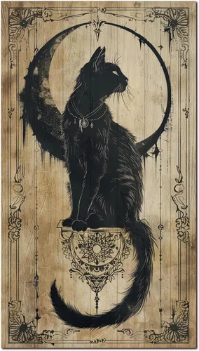 Vista 8 de Letrero colgante retro de Halloween en madera, arte de pared gótico de gato negro y luna con 2 ganchos en la parte posterior, obra de arte