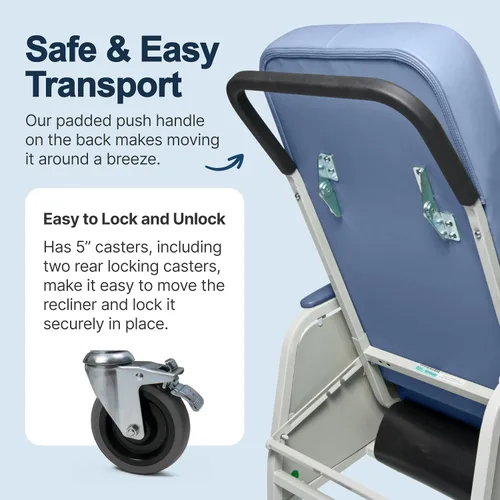 Vista 6 de Lumex Silla reclinable médica de 3 posiciones, Silla Geri reclinable con ruedas, Blue Ridge