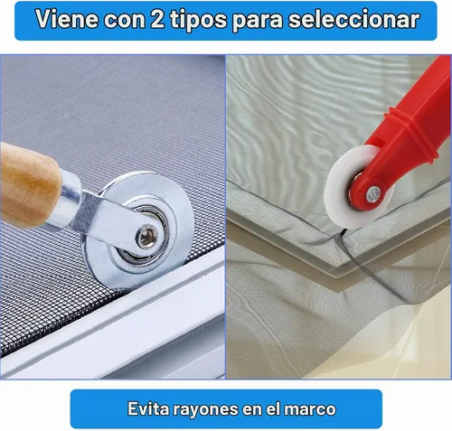 Vista 3 de Kit de reparación de pantalla de ventana, kit de herramientas de reparación de rodillos de malla con clips de instalación de pantalla, kit