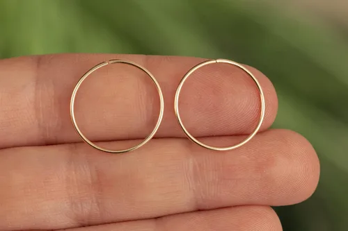 Vista 147 de Aretes de aro de oro de plata – Aretes de aro para mujer, dos piezas de aros de plata fina rellenos de oro, aro de hélice, anillo de tragus, aro