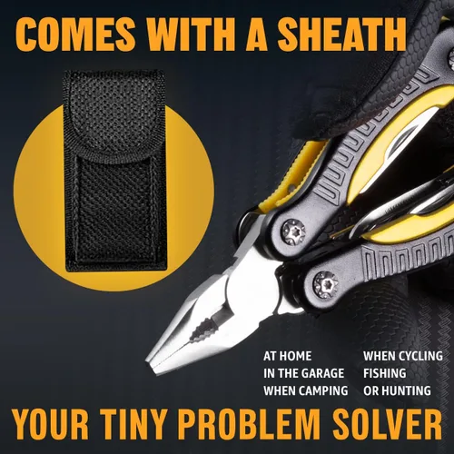 Vista 7 de Mini Multiherramienta de Bolsillo 12 en 1 con Cuchillo y Alicates - Mejor Accesorio de Utilidad Todo en Uno Multiusos para Hombres y Mujeres - Mejor