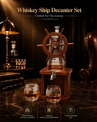 Vista 5 de Jillmo Juegos de decantadores de whisky para hombres, decantador de licor de 42.3 fl oz, regalos para hombres