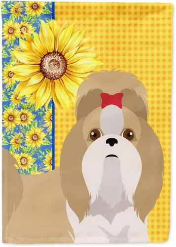 Vista 76 de Caroline's Treasures WDK5313GF Bandera de jardín con diseño de girasoles de verano, color negro y tostado, Airedale Terrier para buzón, bandera