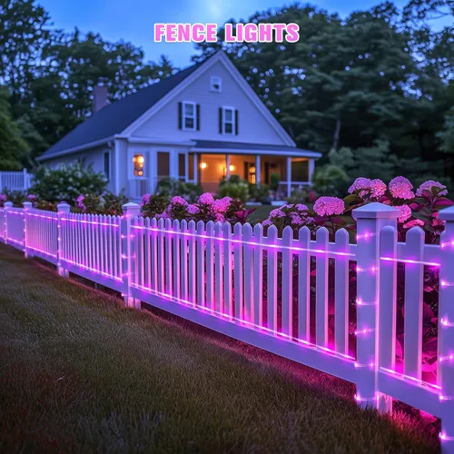 Vista 2 de JMEXSUSS 2 * 200 luces LED rosas solares tipo cuerda, 66 pies IP65 impermeables, luces solares de cadena para exteriores, 8 modos de luces navideñas