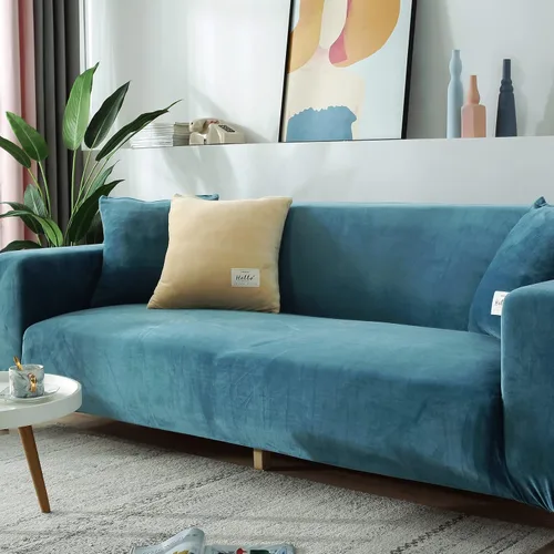 Vista 22 de TOPCHANCES Funda de sofá de terciopelo grueso, funda elástica para sofá con correas elásticas antideslizantes, funda protectora de muebles, funda