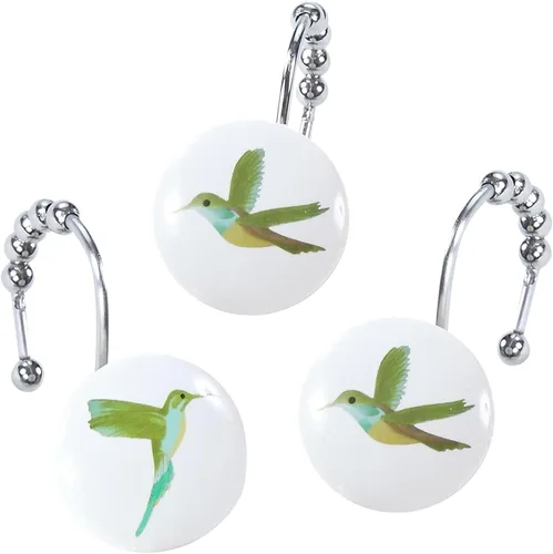 Vista 17 de Ganchos náuticos para cortina de ducha de aviación, ganchos decorativos para cortinas de ducha, juego de 12