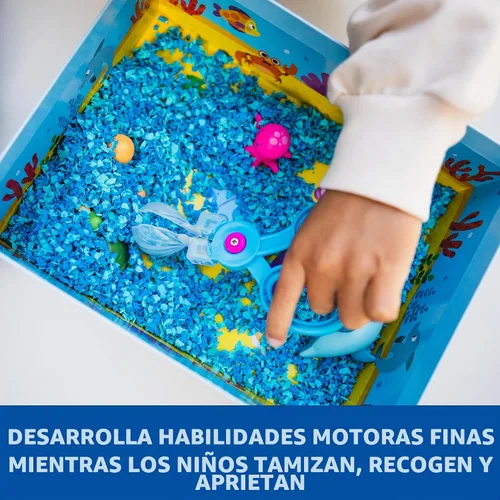 Vista 4 de Educational Insights - Juego Sensorial Pluffle® Ocean con 2 Colores de Pluffle, Juego de 9 Piezas, Edades 3+