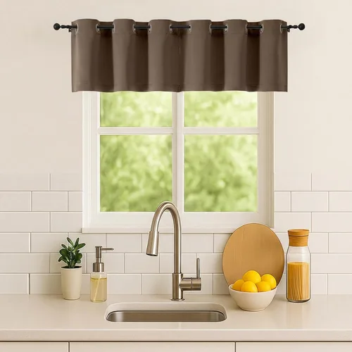 Vista 240 de Simplebrand Juego de 2 paneles de cenefa aguamarina para ventana de cocina de 14 pulgadas de largo, cortinas de oscurecimiento de habitación