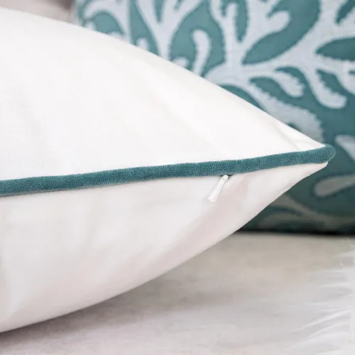 Vista 5 de Funda de almohada bordada de terciopelo verde azulado, con ancla de la serie oceánica, funda de almohada decorativa náutica para decoración