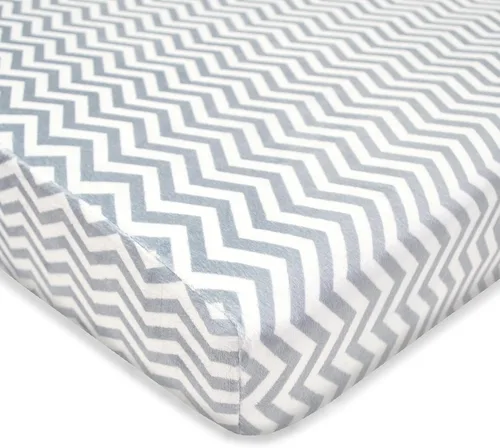 Vista 23 de TL Care Heavenly Soft - Sábana bajera ajustable de felpilla para cuna de 24 x 38 pulgadas, cálida y acogedora, color azul, para niños y niñas, se