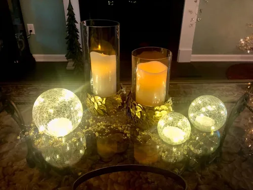 Vista 4 de Lámpara LED Crackle Globe funciona con pilas, orbe de vidrio iluminado para decoración de festivales de Navidad, luz de bola de vidrio de mercurio