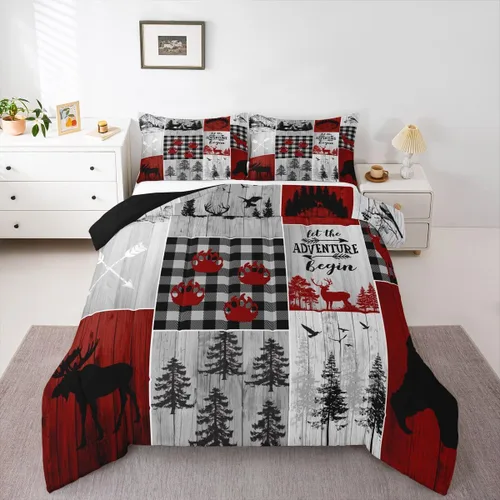 Vista 15 de Erosebridal Juego de edredón con temática de pesca, juego de ropa de cama rústica de granja tamaño individual para niños, adolescentes y adultos
