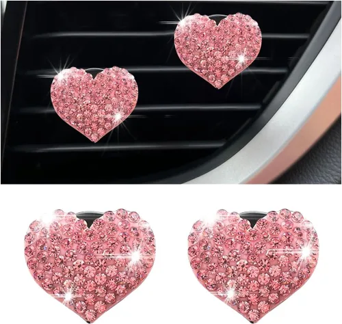 Vista 10 de Osilly - Clips brillantes para ventilación de automóvil, 2 piezas; adorno brillante con forma de corazón para salida de aire acondicionado