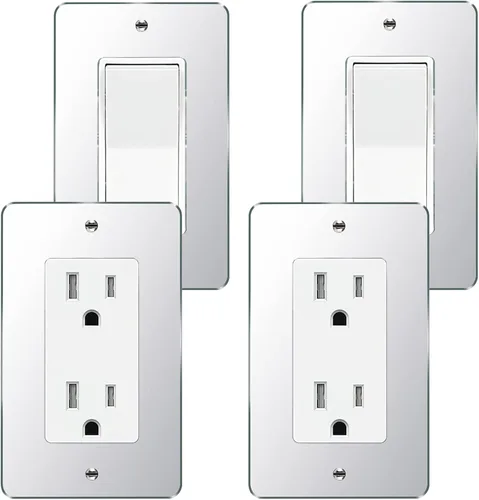 Vista 7 de Placa de pared con espejo plateado para interruptor de luz, placa de pared acrílica duradera, placa de pared decorativa de una sola pandilla