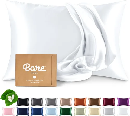 Vista 13 de Bare Home Funda de almohada 100% seda de morera para cabello y piel - Funda de almohada de seda ultra premium grado 6A 19 Momme - Cremallera oculta