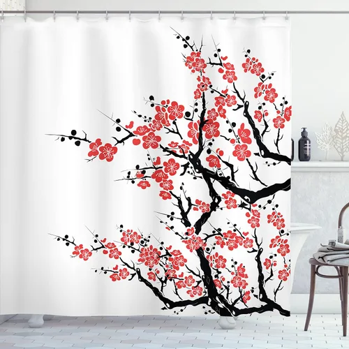 Vista 12 de Ambesonne Cortina para regadera náutica con palmeras