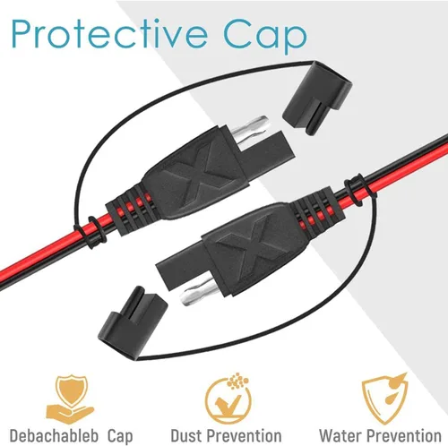 Vista 4 de OYMSAE Kit de cables de extensión SAE (1 a 4 de desconexión rápida) con inversor de polaridad - para baterías automotrices y paneles solares