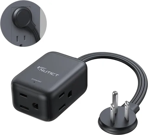 Vista 9 de NUTICT Cable de extensión corto de 6 pulgadas, extensor de 3 salidas con protector de sobretensiones 900J, 15A/1875W, certificado ETL, divisor