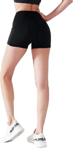 Vista 7 de CADMUS - Pantalones cortos deportivos de tiro alto para mujer, para yoga, acondicionamiento físico y correr, con bolsillos profundos