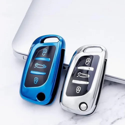Vista 5 de TPU Car Fold Key Case Full Cover, for Peugeot 306 407 807 for Citroen C1 C2 C3 C4 C5 DS3 DS4 DS5 DS6 Remote Key Shell