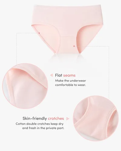 Vista 5 de Charmi Ropa interior de algodón para niñas adolescentes, color sólido, paquete de 8