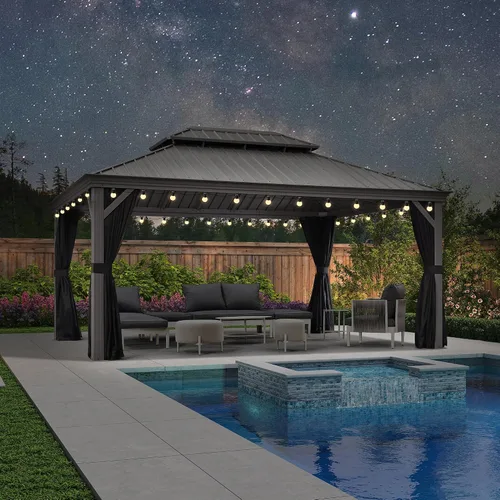 Vista 54 de PURPLE LEAF - Gazebo para exteriores de 10 x 12 pies, con sistema de drenaje